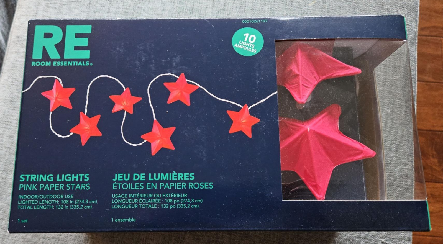 Teal or Red Paper Star String Lights - New