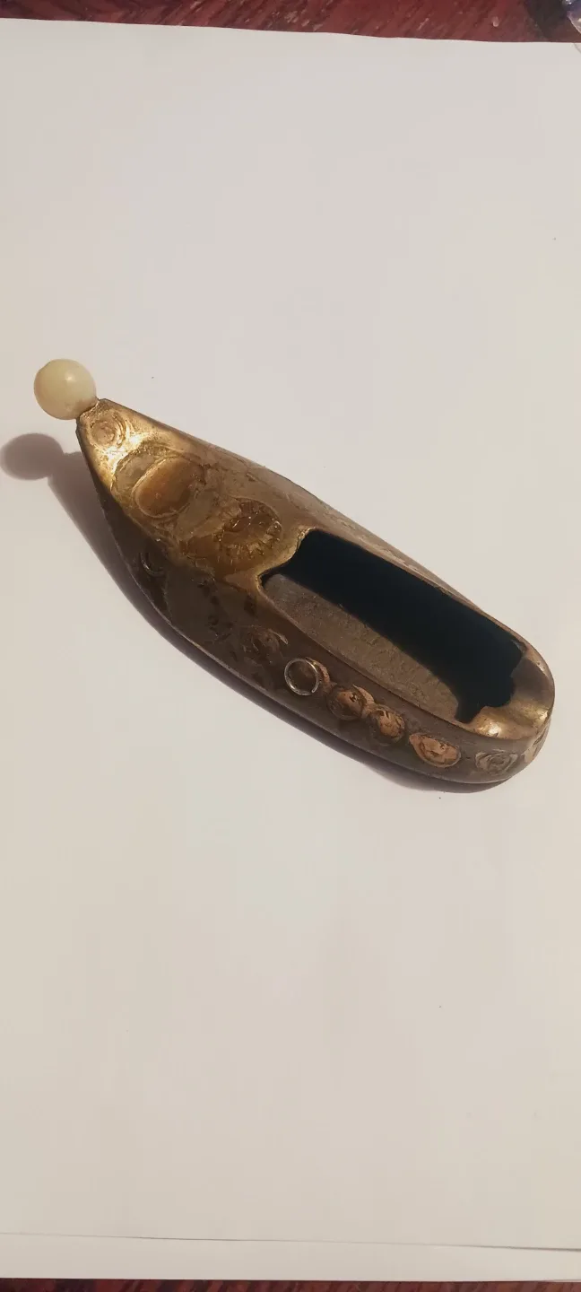 Old Vintage Turkish Brass Shoe Shaped  Ashtray thumbnail