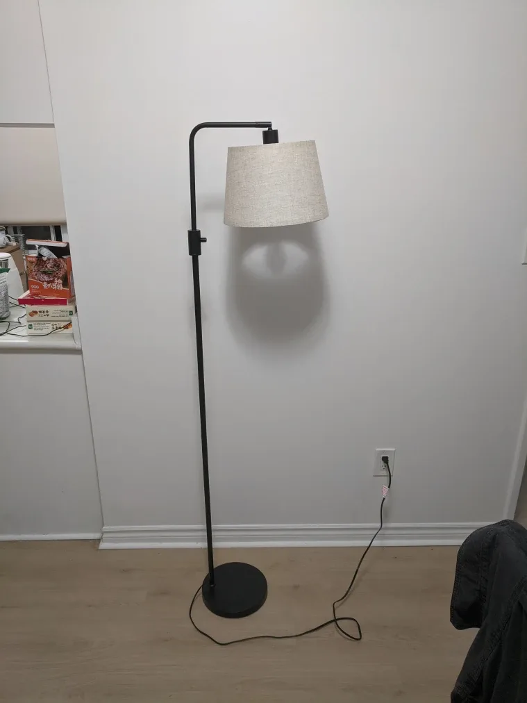 Black Floor Lamp with Beige Shade