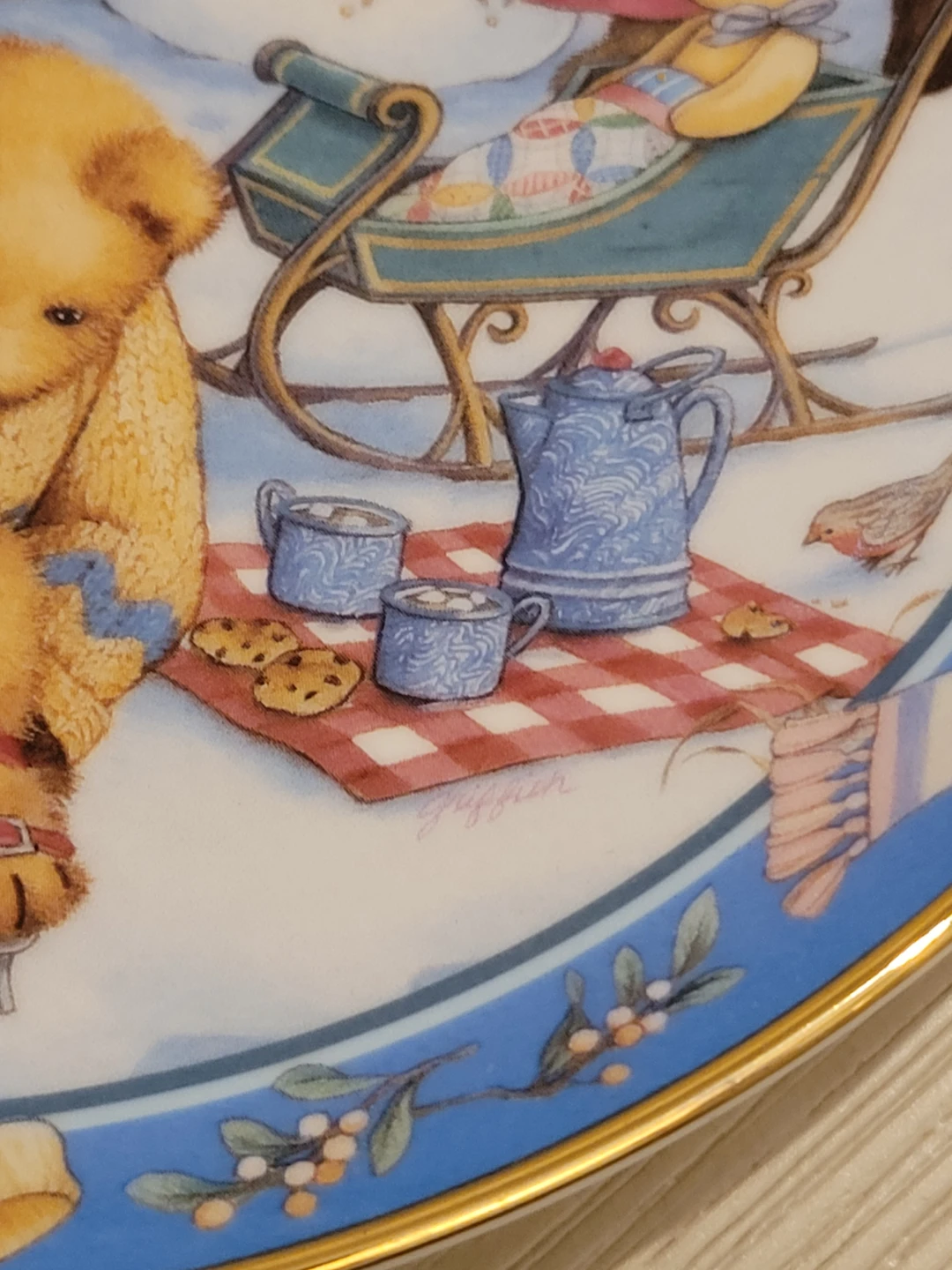Collectible Plate with Bear Winter Scene 8" - photo 4