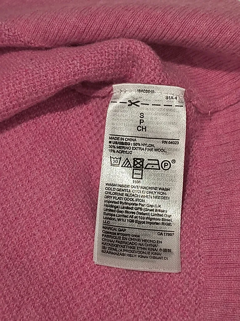 GAP Pink V-Neck Sweater - Size S image indicator(5)