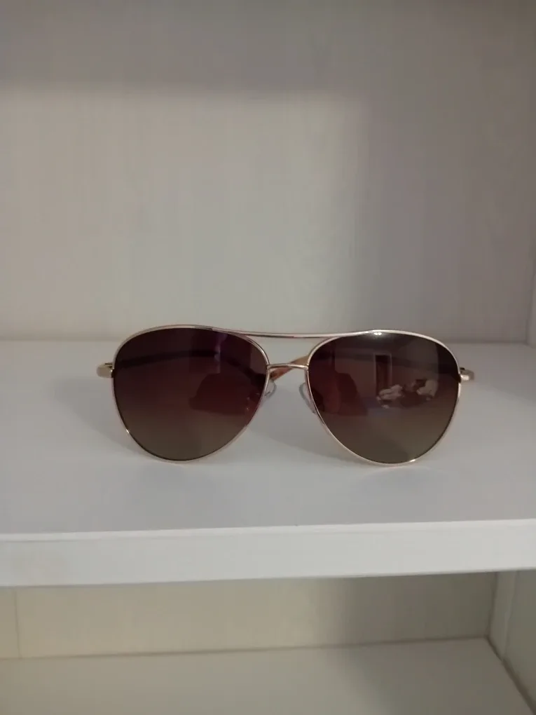 Aviator Sunglasses - Gold Frame, Brown Lenses