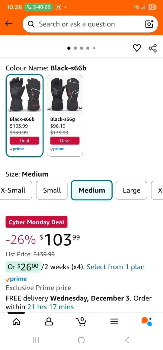 SAVIOR HEAT Rechargeable Heated Gloves - Size Medium image indicator(2)