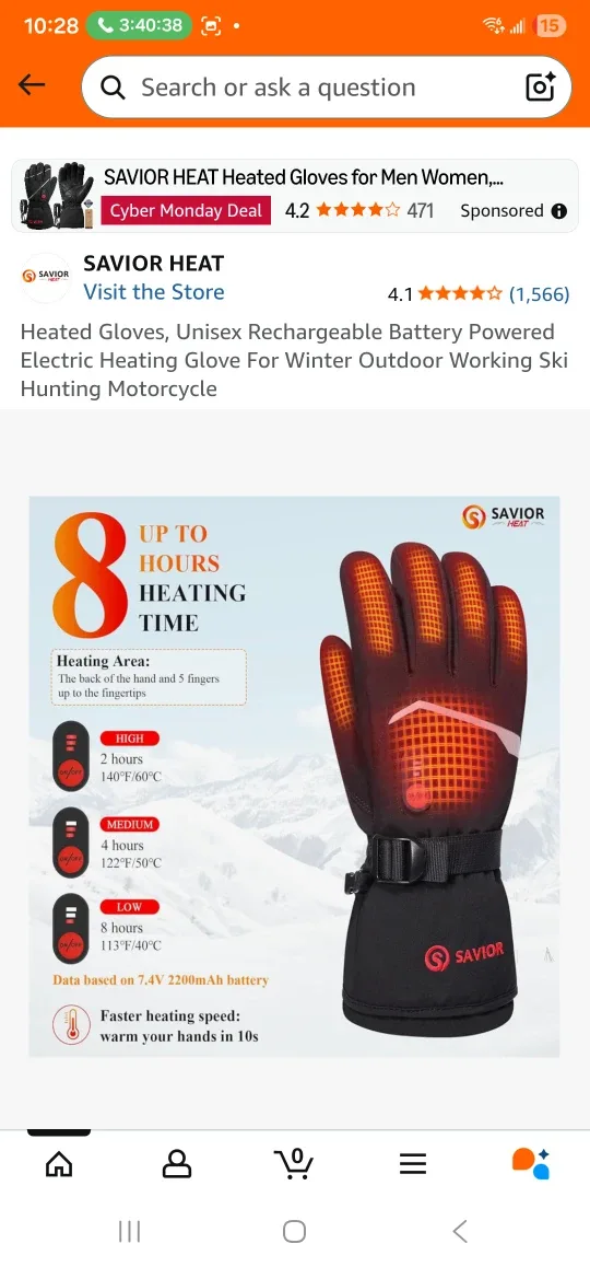 SAVIOR HEAT Rechargeable Heated Gloves - Size Medium image indicator(3)