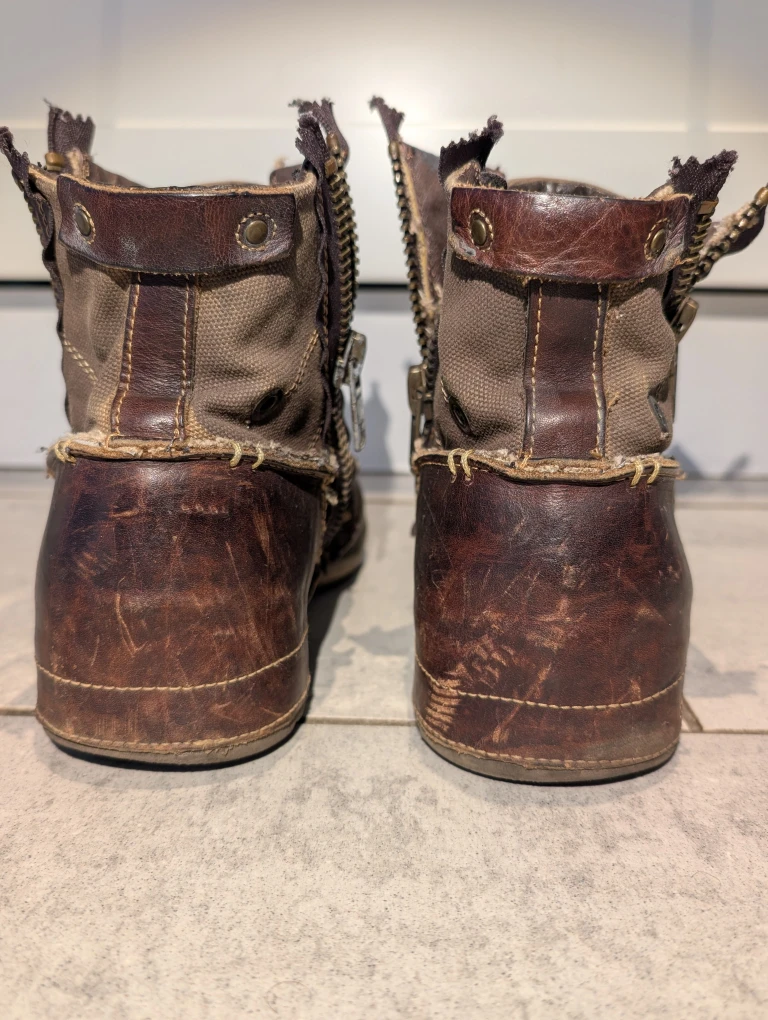 Replay Clutch - Men's Distressed Brown Leather Boots - Size 8.5 - photo 4