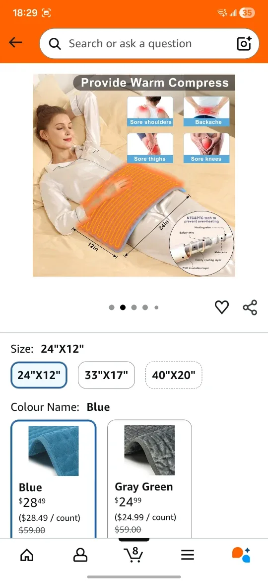 VANKADA Blue Heating Pad 24"x12" image indicator(3)