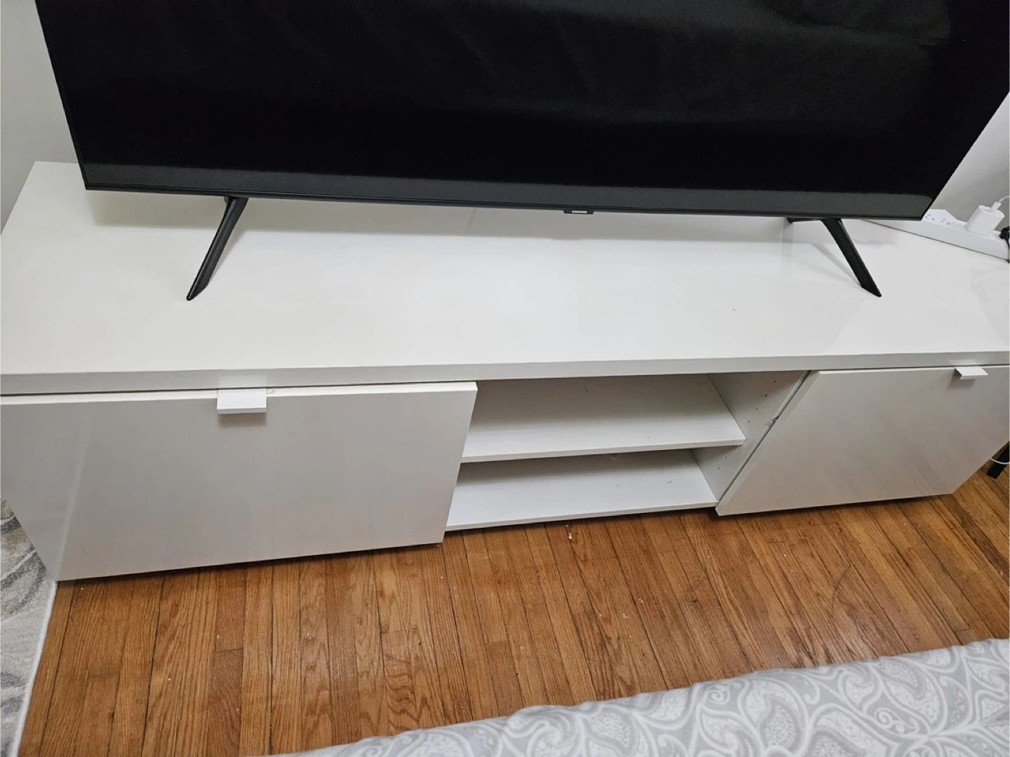 White TV Stand with Storage - photo 2