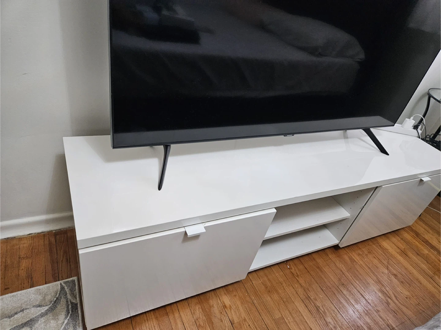 White TV Stand with Storage - photo 4