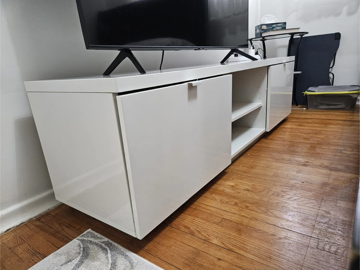 White TV Stand with Storage - photo 5