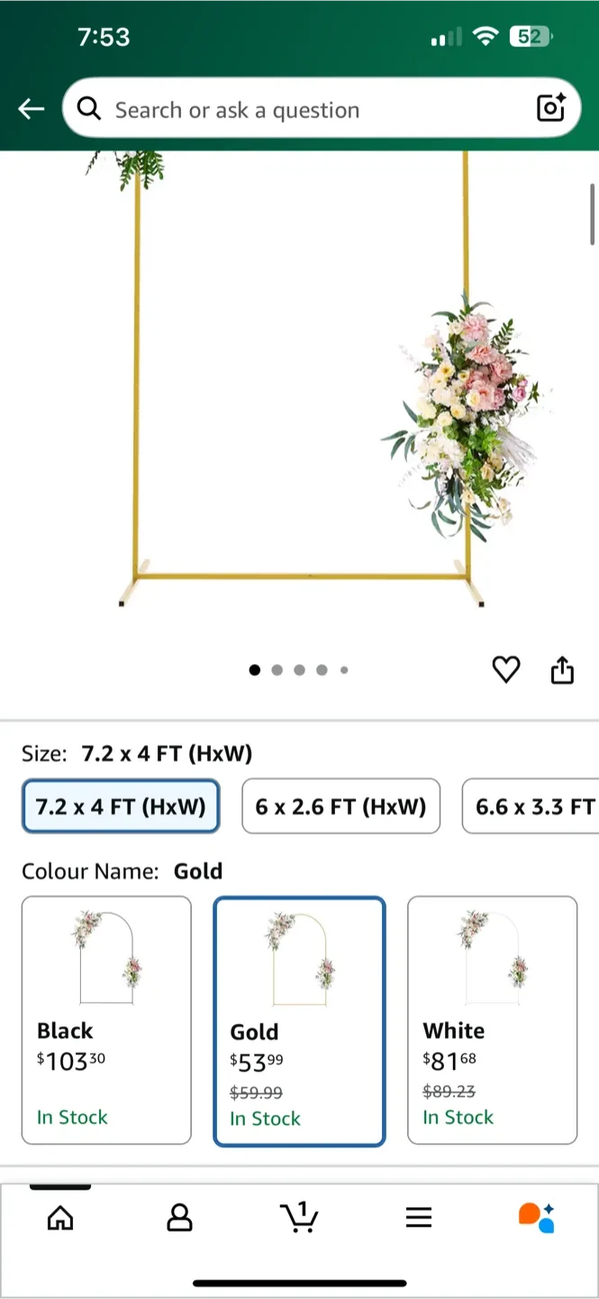 Wokceer 7.2 FT Wedding Arch - Gold image indicator(2)