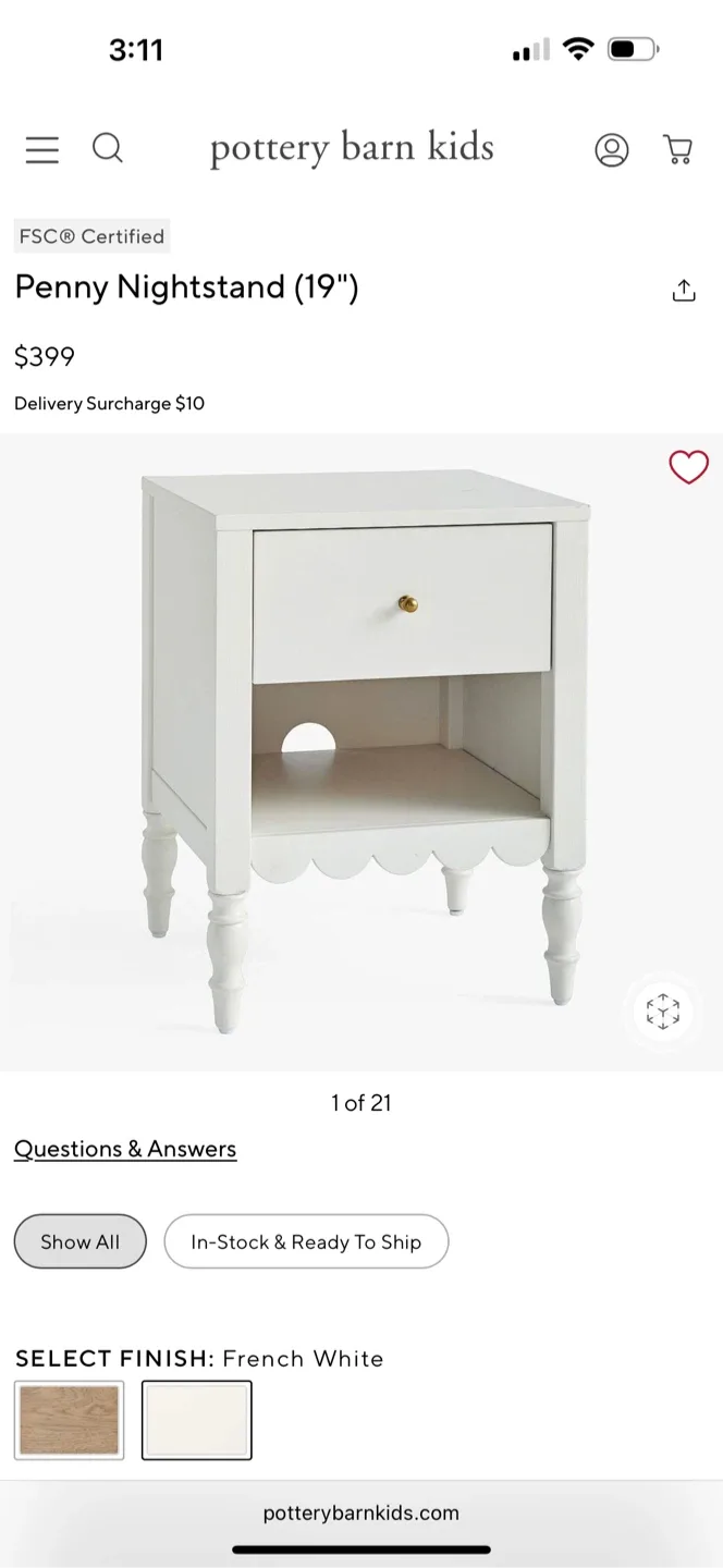 Pottery Barn Kids Penny Nightstand (19")