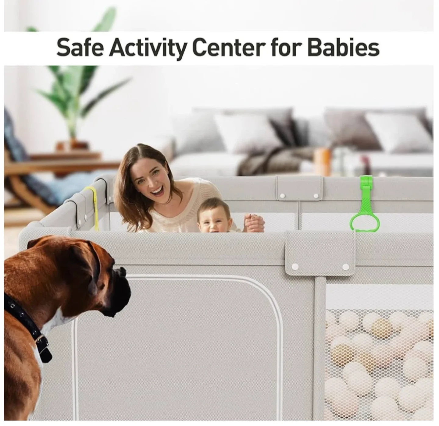 Baby Playpen, Playpen for Babies(59 * 59 * 27inch), without mat image indicator(4)