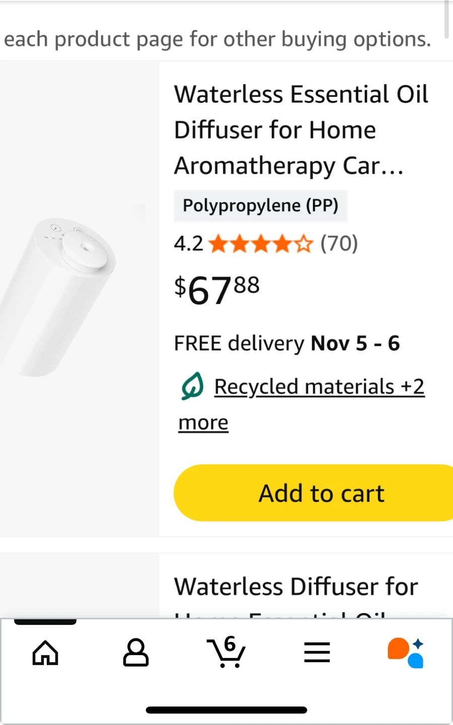 ScentBots Waterless Essential Oil Diffuser