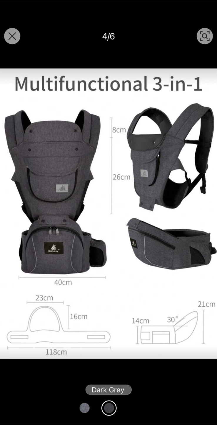 Gabesy Multifunctional 3-in-1 Baby Carrier - Dark Grey - photo 4