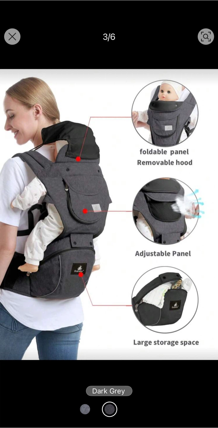Gabesy Multifunctional 3-in-1 Baby Carrier - Dark Grey - photo 3