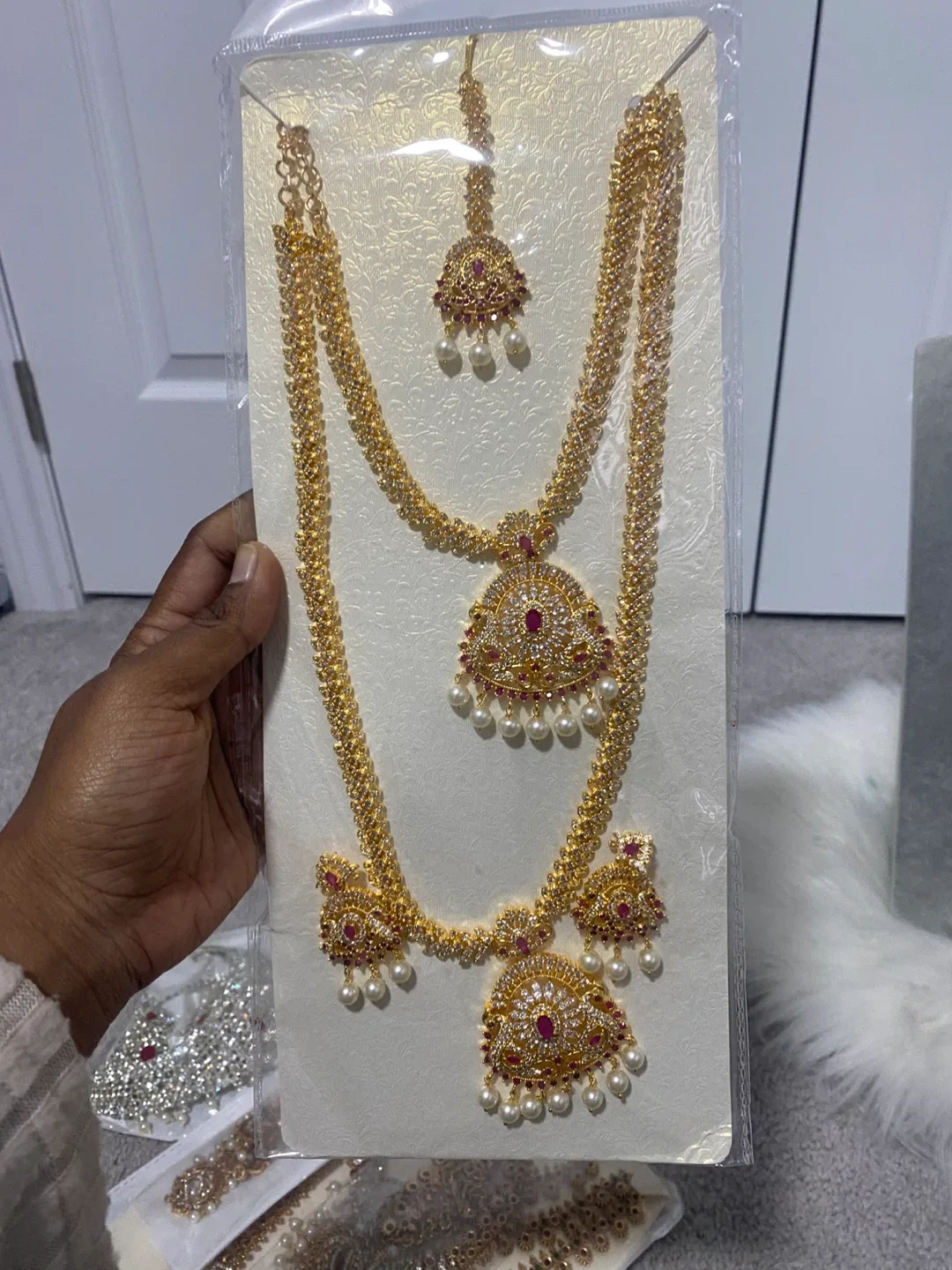 Gold Plated Indian Jewelry Set - New thumbnail