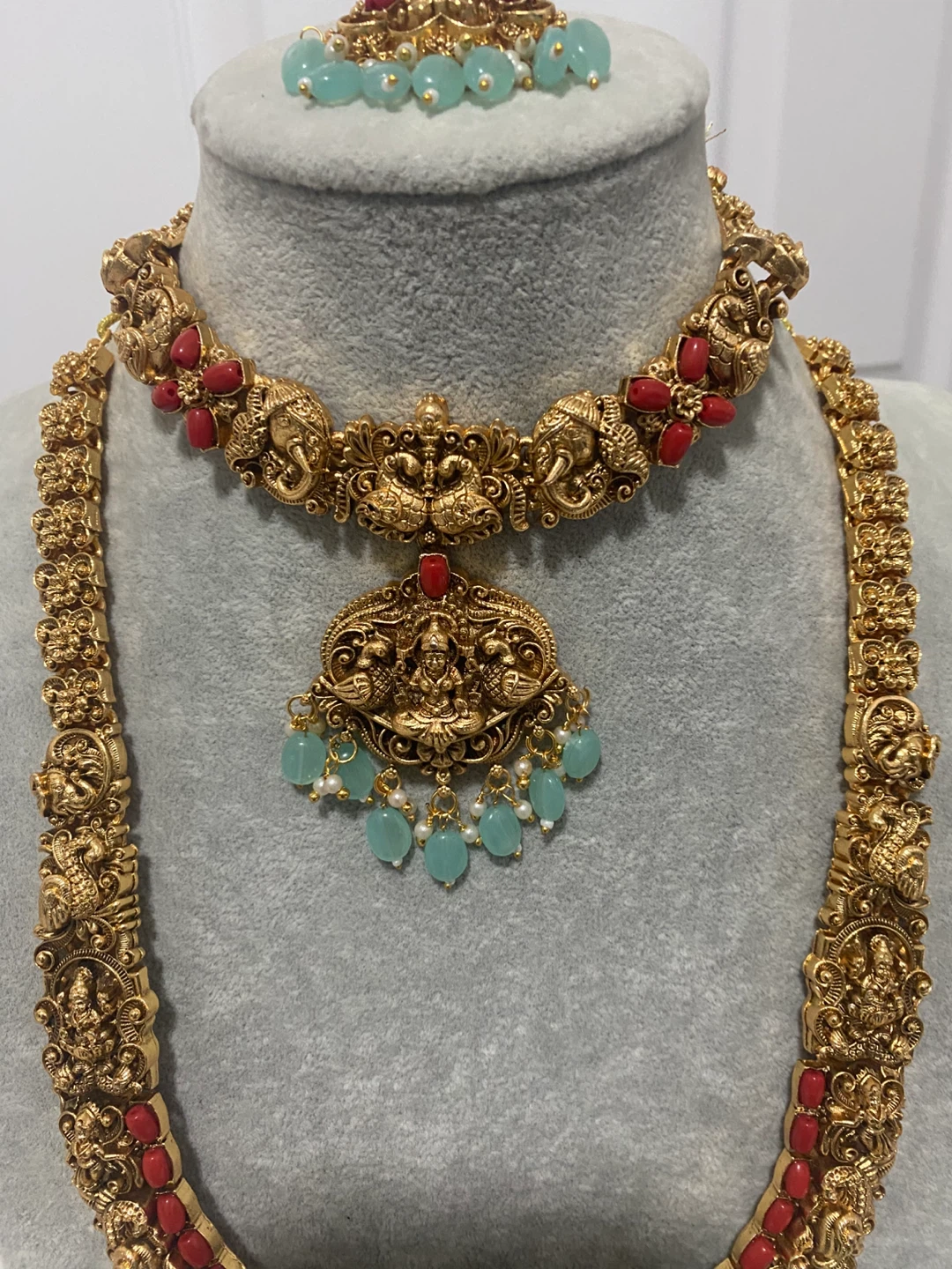 Indian Gold Plated Necklace Set - photo 3