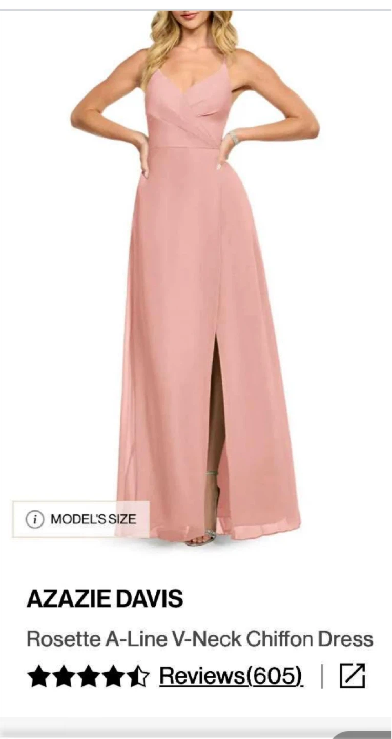 Bridesmaid dress Azazie / rosette / pink / size 6 - Chiffon - photo 3