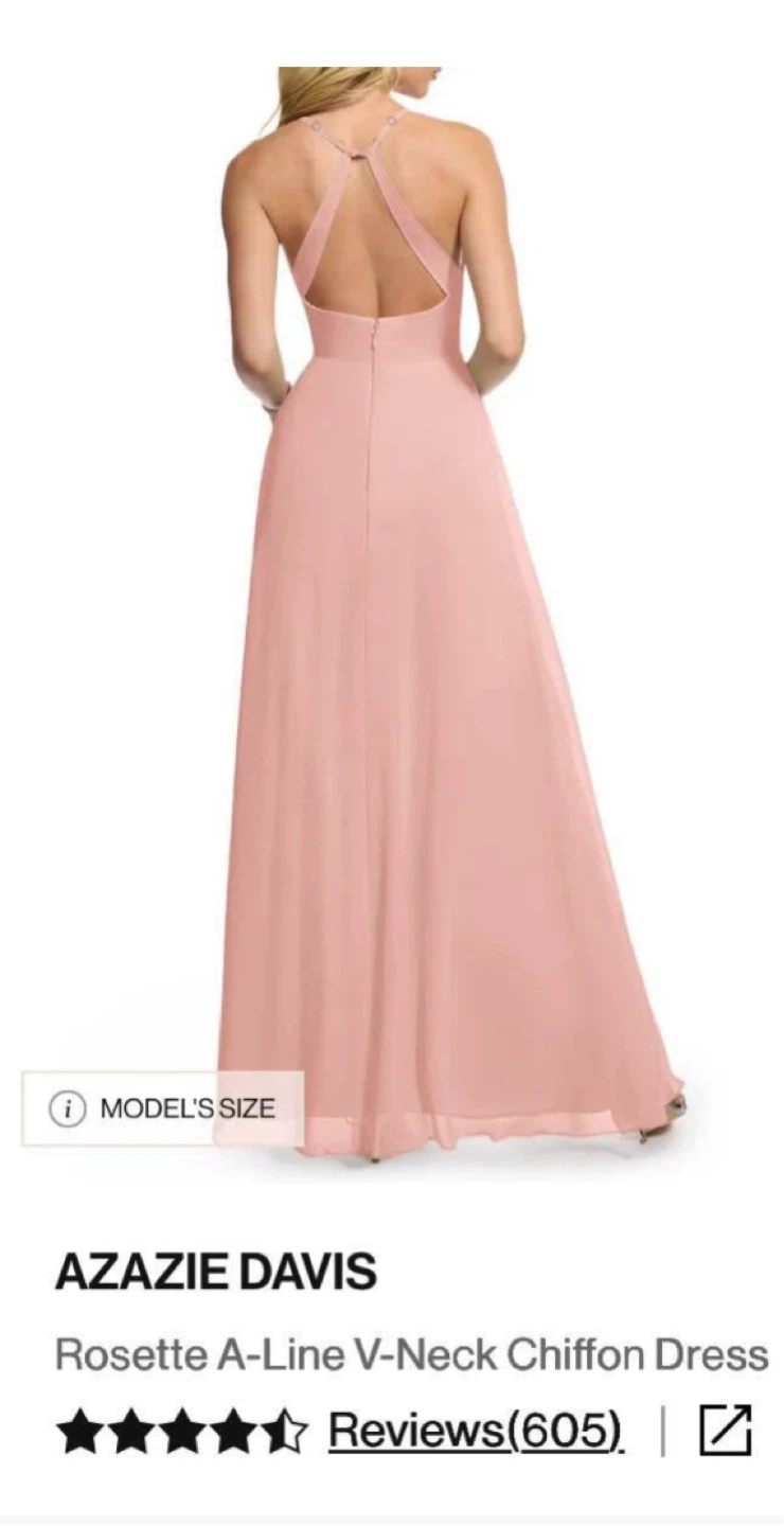 Bridesmaid dress Azazie / rosette / pink / size 6 - Chiffon