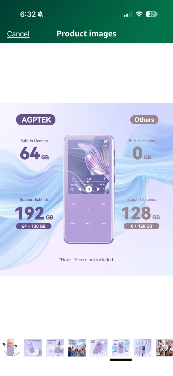 AGPTEK M3 64GB MP3 Player - Purple image indicator(4)