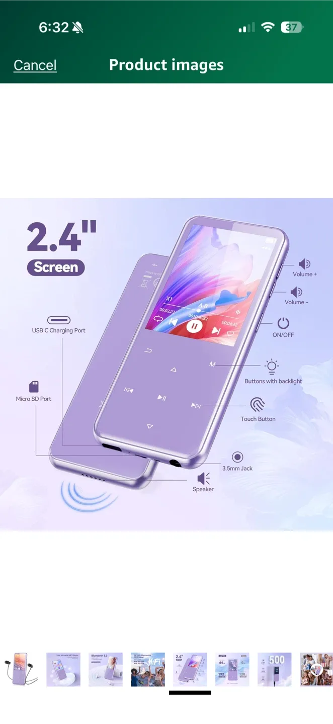 AGPTEK M3 64GB MP3 Player - Purple image indicator(3)