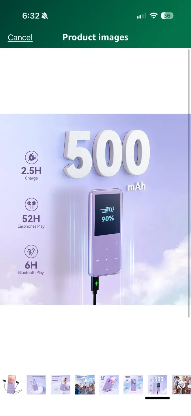 AGPTEK M3 64GB MP3 Player - Purple image indicator(5)