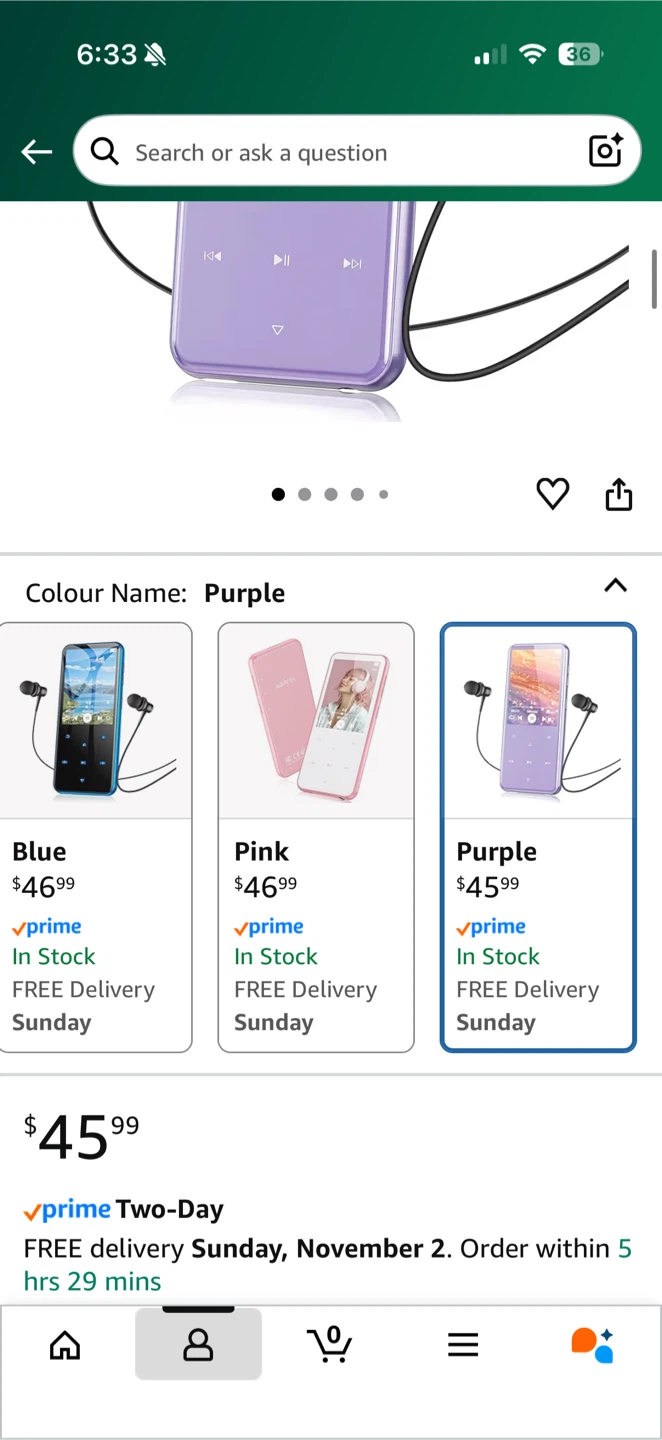 AGPTEK M3 64GB MP3 Player - Purple