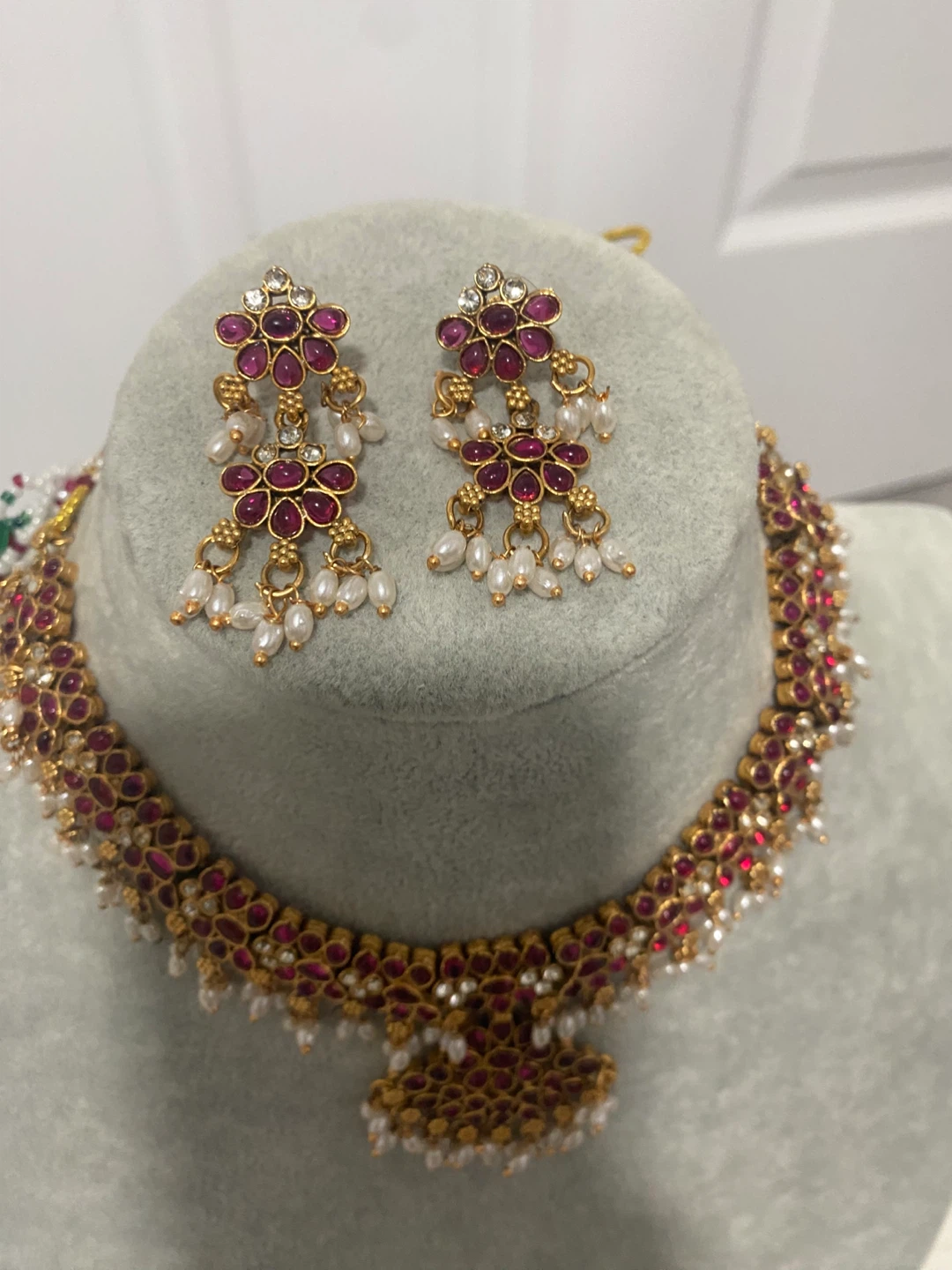 Necklace & Earring Set - Red & Gold - photo 3