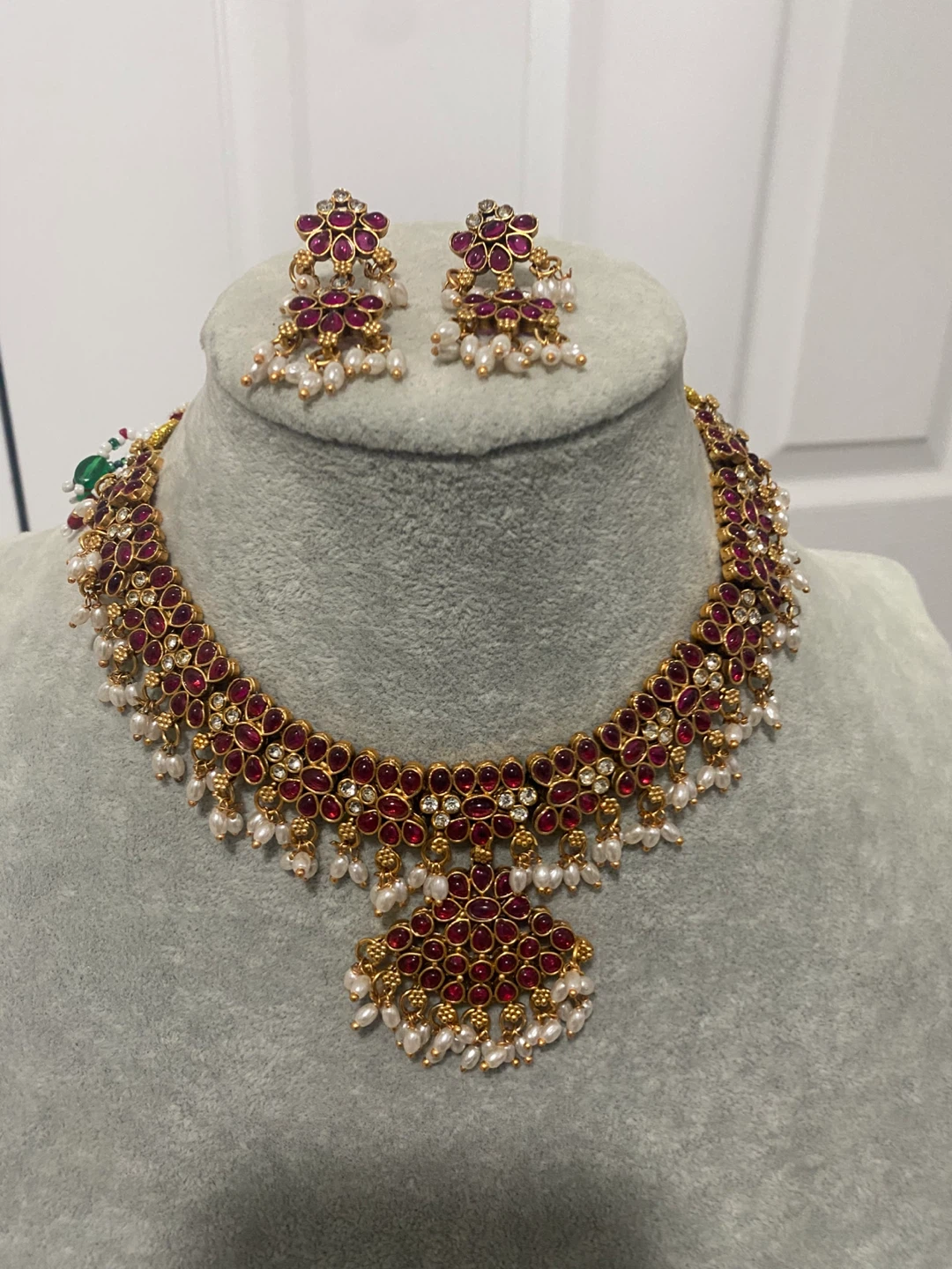 Necklace & Earring Set - Red & Gold - photo 4