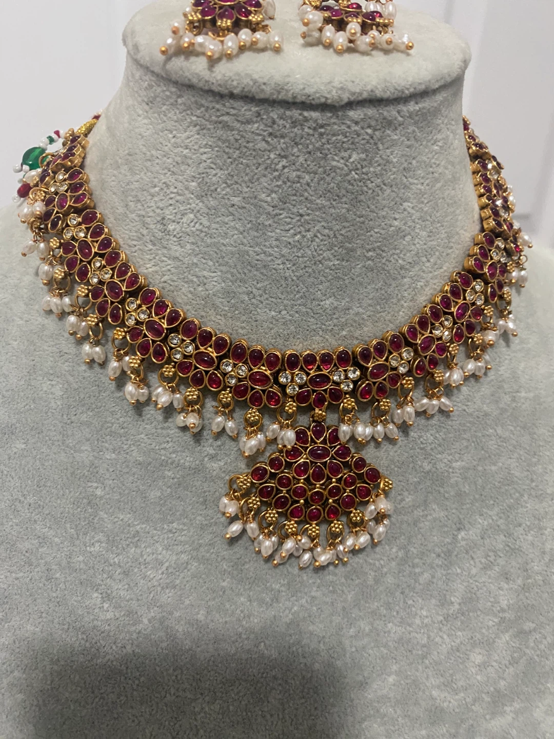 Necklace & Earring Set - Red & Gold - photo 2