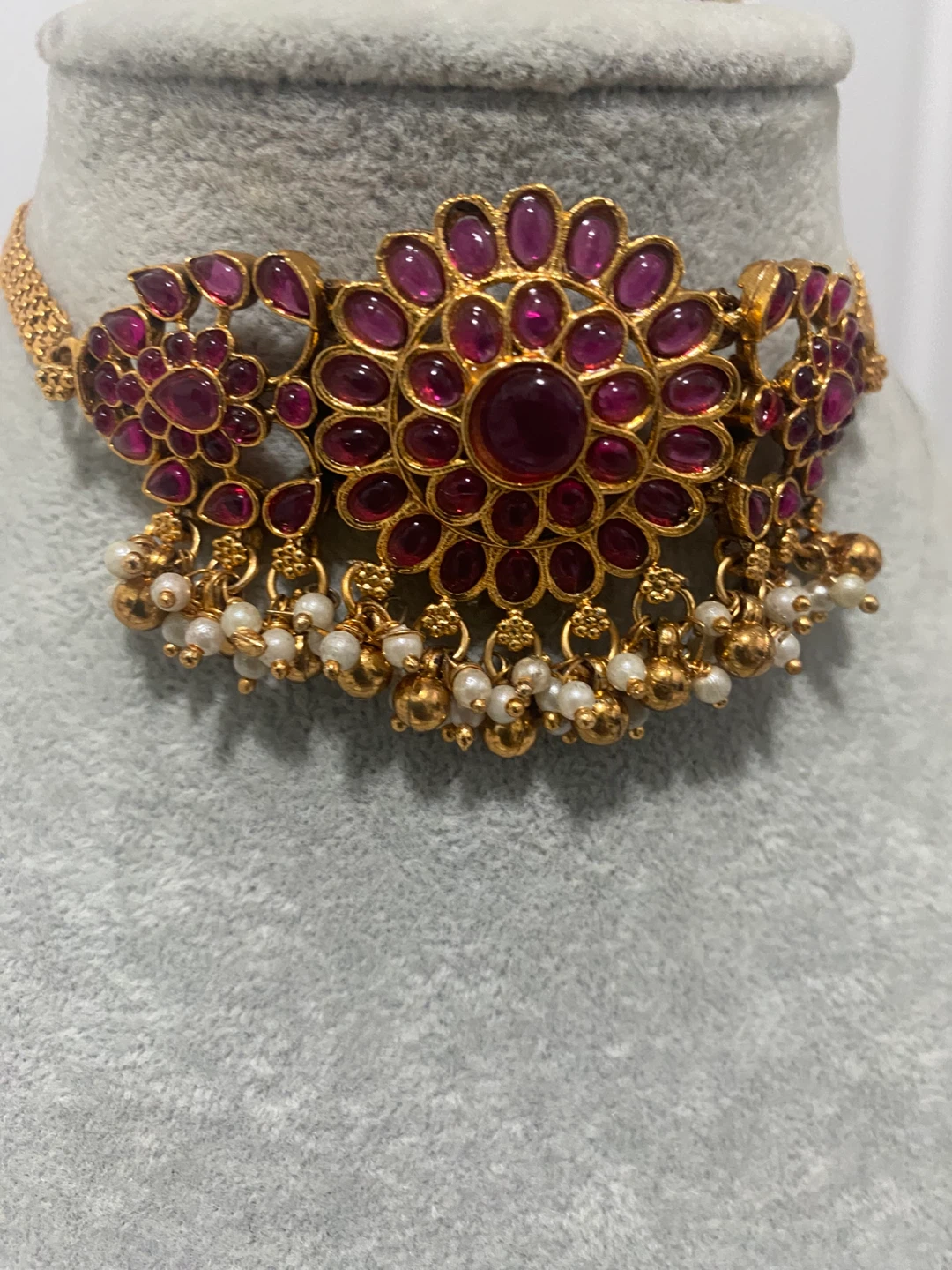 Necklace & Earrings Set - Red & Gold - photo 5