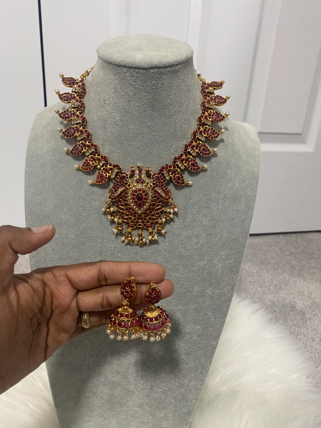 Necklace and Earring Set - Red and Gold - photo 2