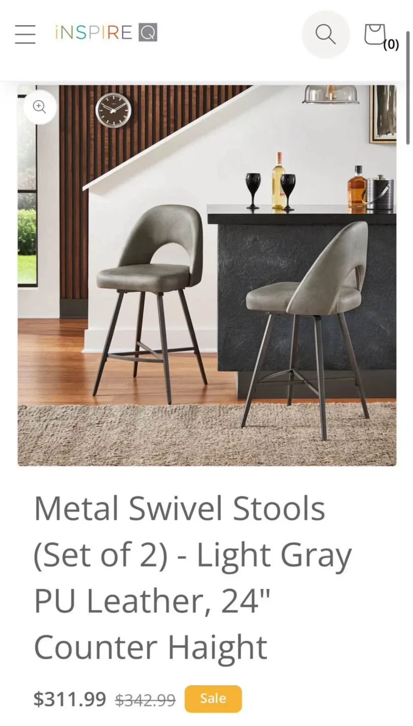 2 New Swivel Counter Height Stools  -  Gray or Black image indicator(6)