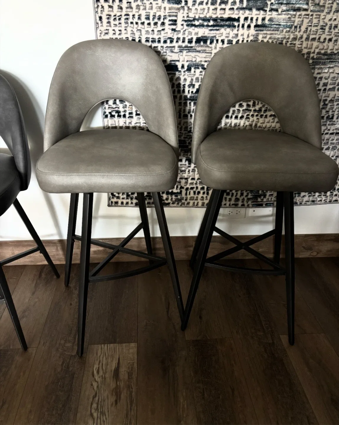 2 New Swivel Counter Height Stools  -  Gray or Black image indicator(8)