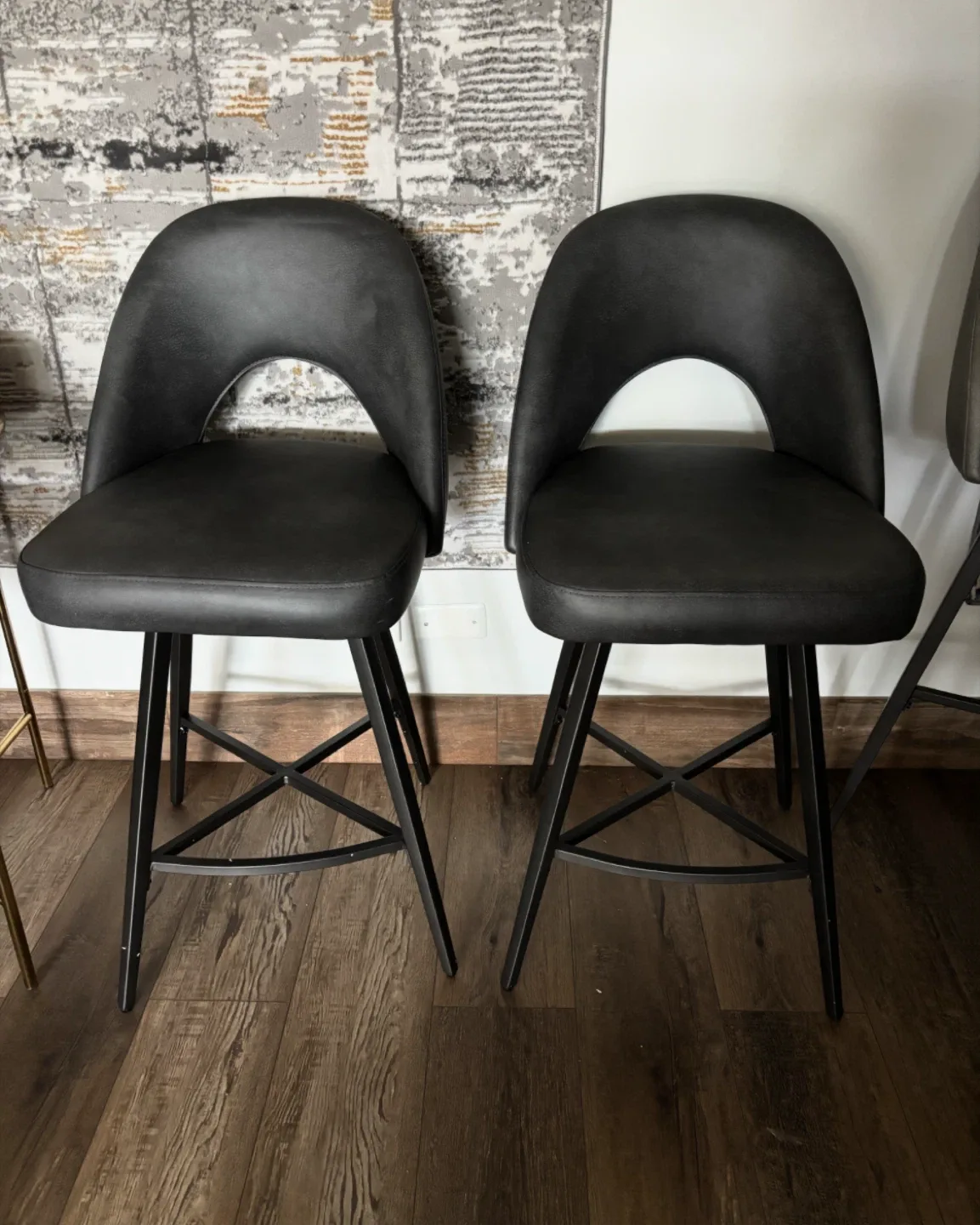 2 New Swivel Counter Height Stools  -  Gray or Black image indicator(7)