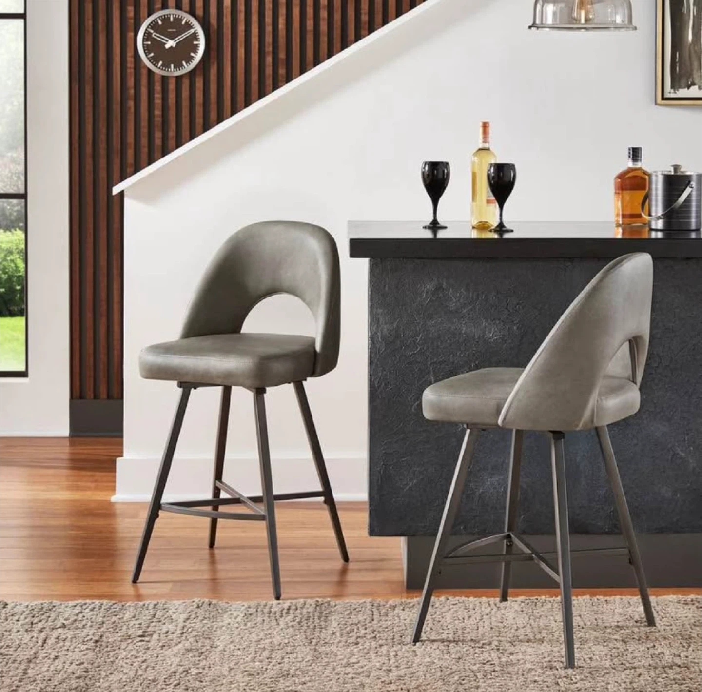 2 New Swivel Counter Height Stools  -  Gray or Black