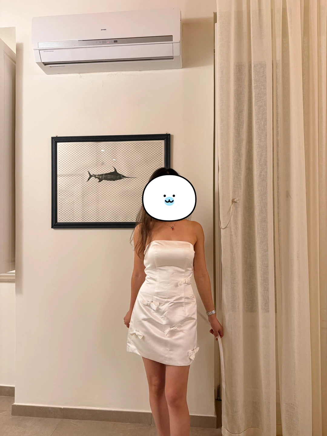 White Strapless Mini Dress with Bows - photo 5