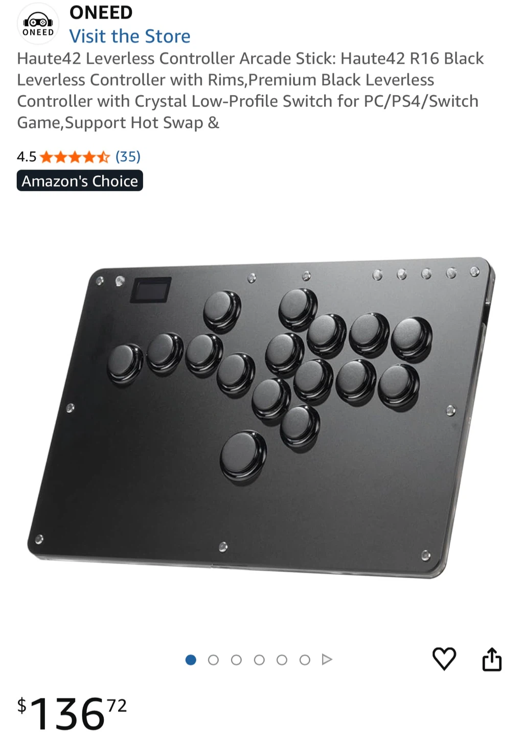 Haute42 R16 Black Leverless Controller Arcade Stick