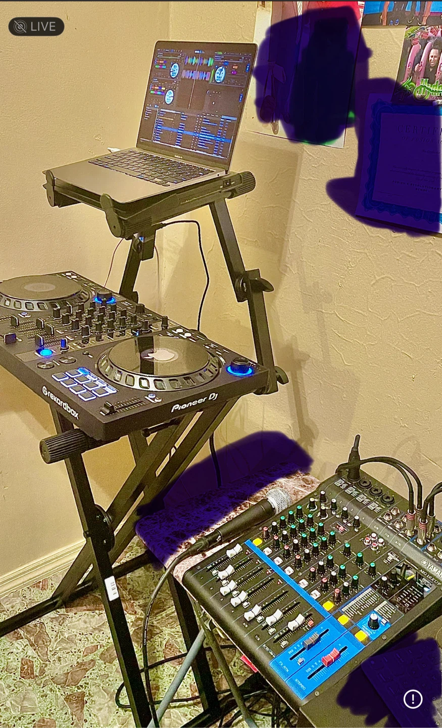MacBook Air on Pioneer DJ Controller and mixer