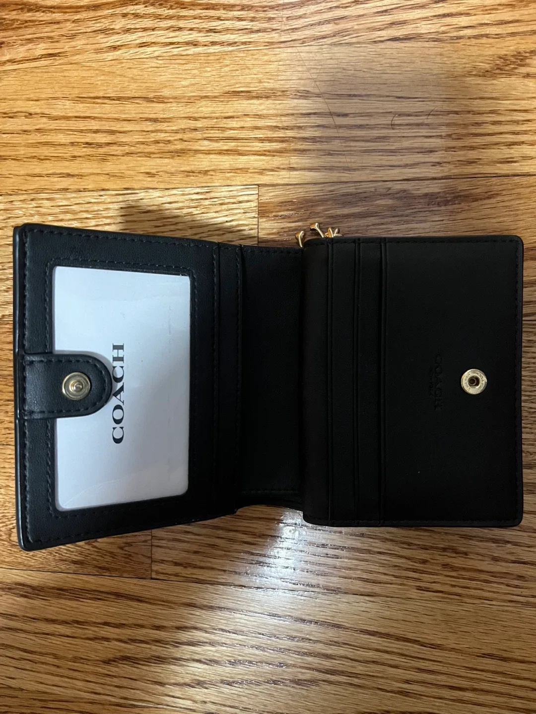 Coach Black Leather Trifold Wallet image indicator(2)