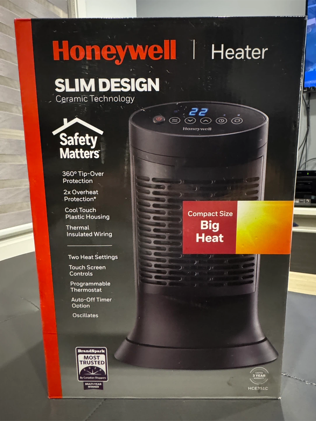 Honeywell HCE351C Heater - Slim Design - photo 3
