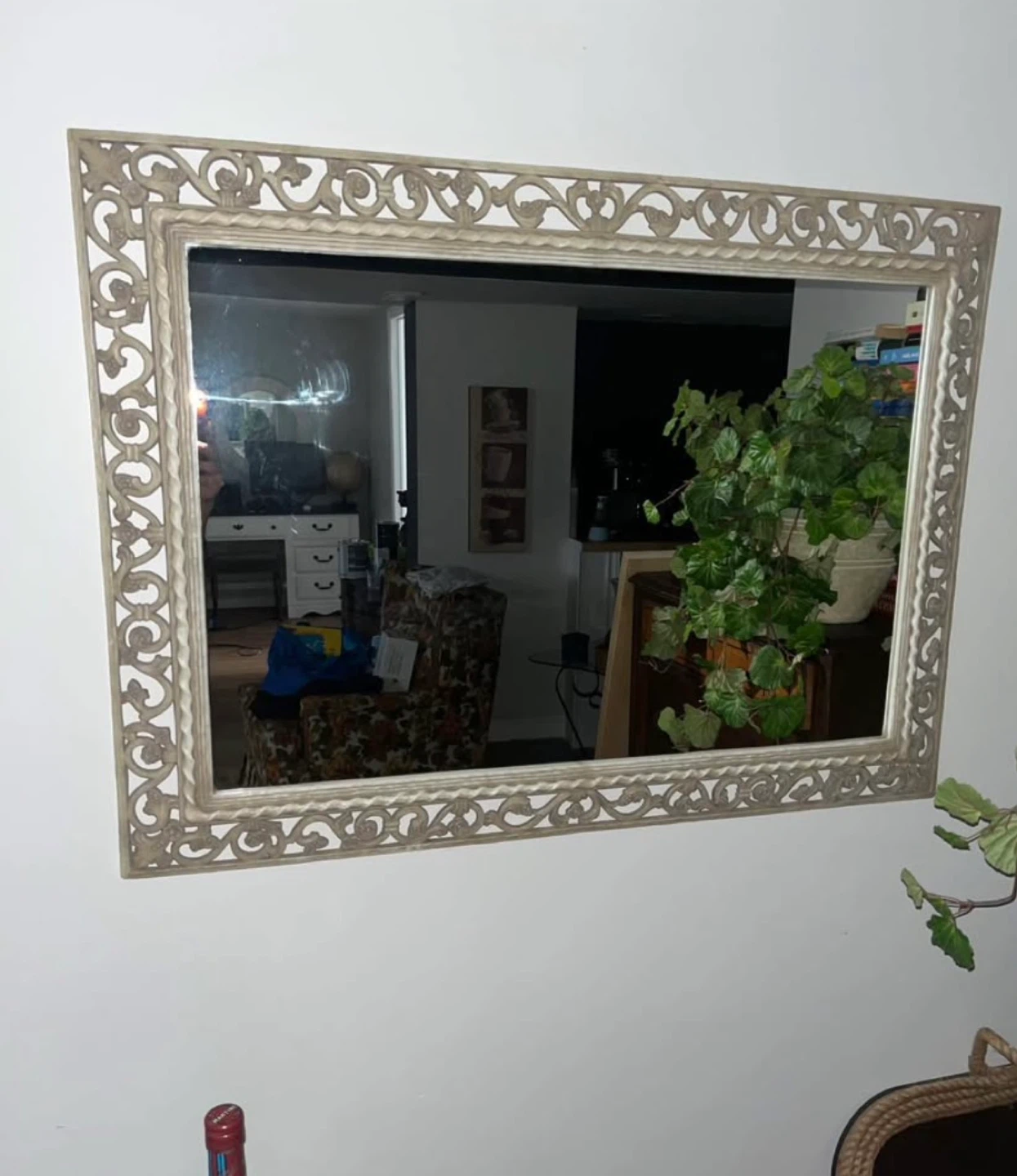 Plastic with a stone look Framed Wall Mirror 35.5X25.5 inches