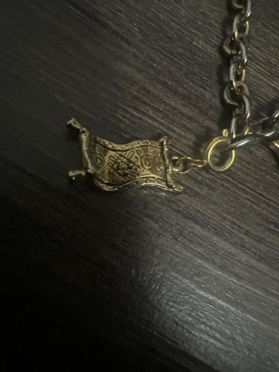 Gold-toned Chain Necklace with Scroll Pendant