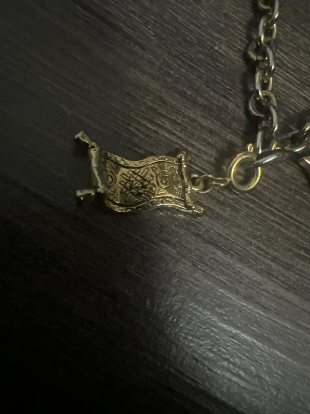 Gold-toned Chain Necklace with Scroll Pendant