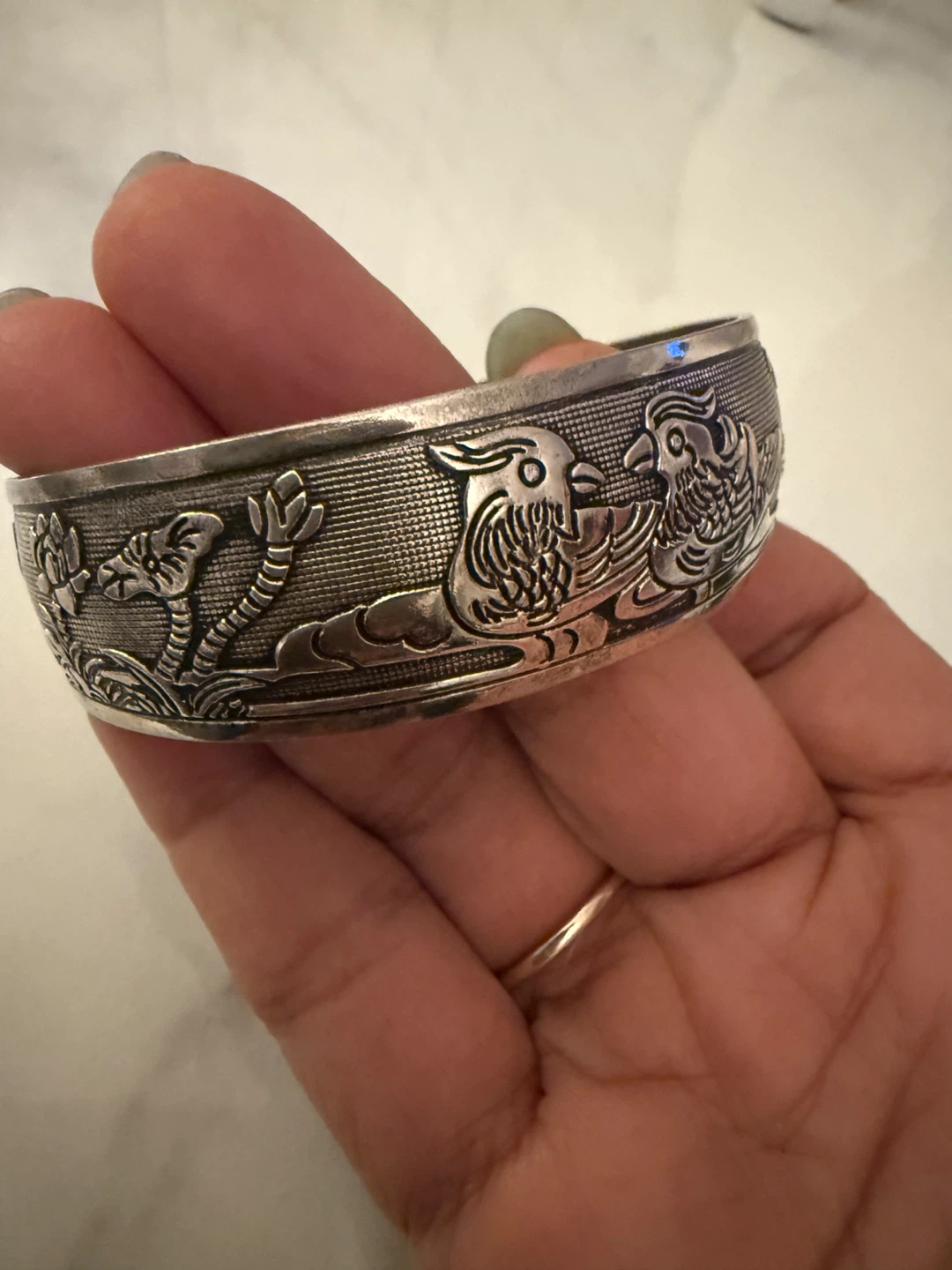 Silver Tone Cuff Bracelet with Bird Design(unisex) - photo 2