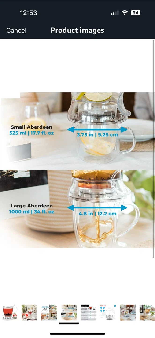 GROSCHE Aberdeen Tea Steeper, Tea Infuser, BPA PFAS Free, Clear image indicator(3)