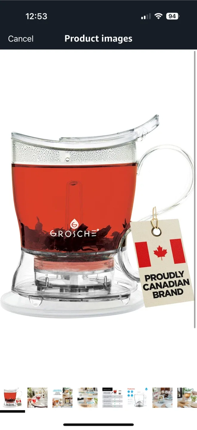 GROSCHE Aberdeen Tea Steeper, Tea Infuser, BPA PFAS Free, Clear