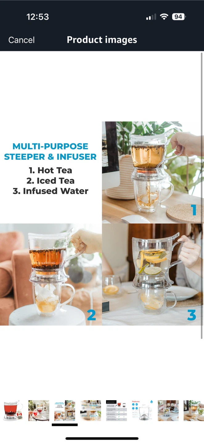GROSCHE Aberdeen Tea Steeper, Tea Infuser, BPA PFAS Free, Clear - photo 2