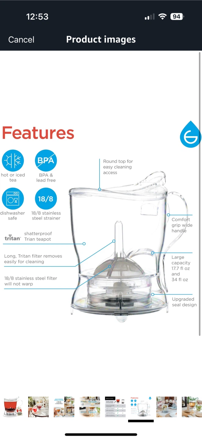 GROSCHE Aberdeen Tea Steeper, Tea Infuser, BPA PFAS Free, Clear - photo 5