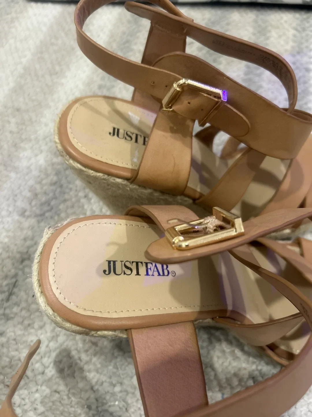 JustFab Tan Wedge Sandals image indicator(3)
